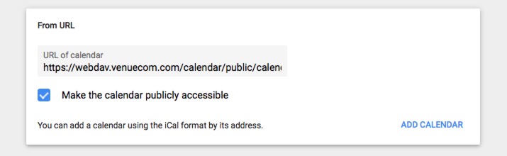 Google Calendar Settings, Add Calendar, From URL