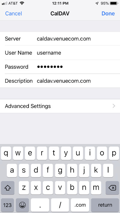 iOS CalDAV Setup