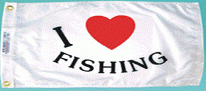 I Love Fishing Fun Flag - Nylon - 12x18"