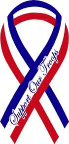 Support Our Troops Ribbon Magnet - RWB - 4" x 8"