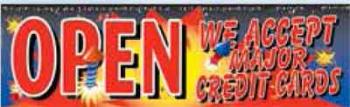 Open Fireworks Vinyl Banner - 3' x 10' - FWKS105