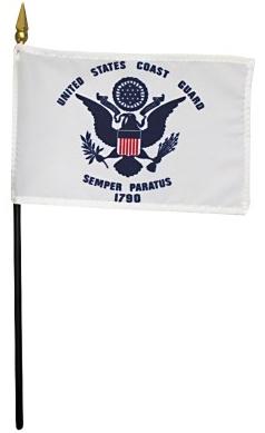 Coast Guard Flag - Rayon Mounted Stick Flag