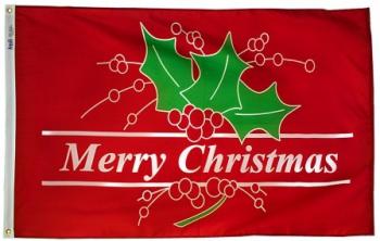 3x5' Merry Christmas Holiday Flag - Nylon Outdoor