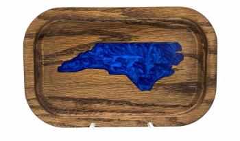 North Carolina State Blue Epoxy Inlay Engraved Desk Valet Tray