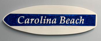 Carolina Beach Surfboard Epoxy Sign - 17" x 6"